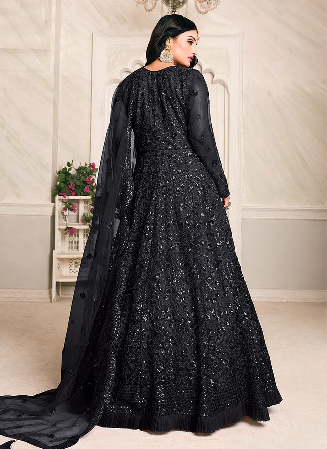 Black Embellished Ball Gown with 3/4 Sleeves – Trendy Divva